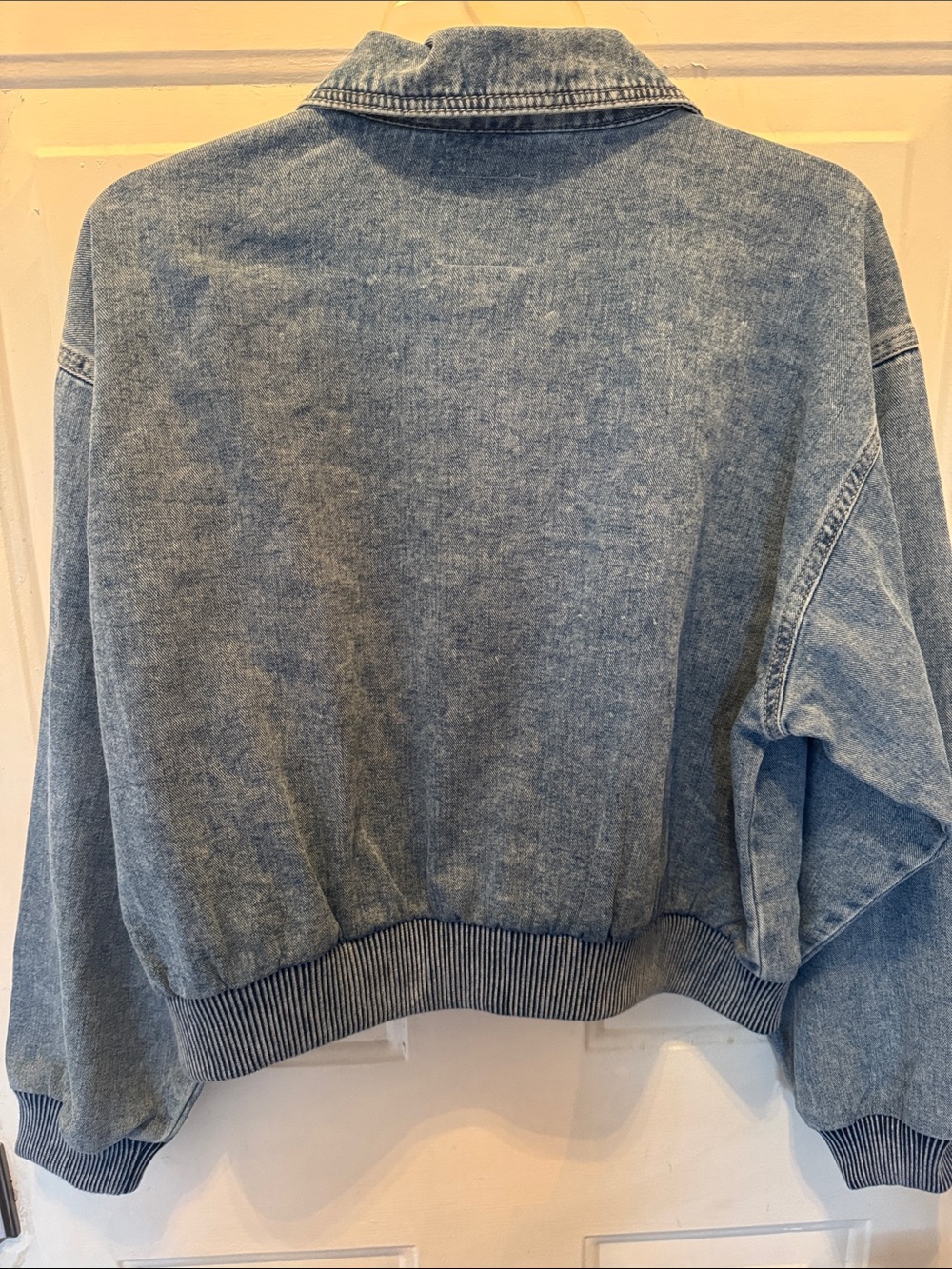 Celebrity Pink Light Wash Denim Bomber Jacket - Light Blue - Picture 5 of 5
